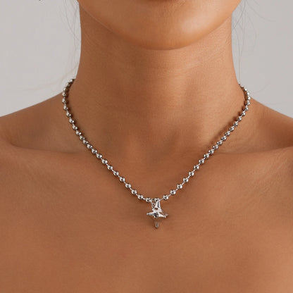 LATS Heart Beaded Necklace Women Boho Crystal Class Gravel Clavicle Chain Cool Y2K Choker Exquisite Fashion Jewelry