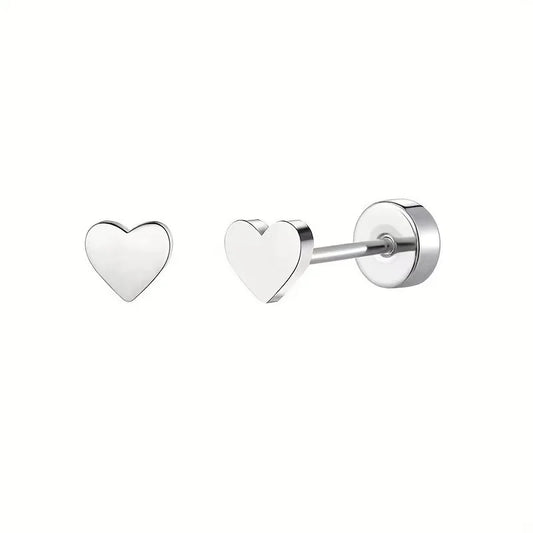 K Gold Plated White Gold Plated Posts Pair of Flat Back Stud Earrings for Women | Heart Earrings