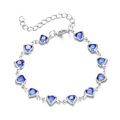 Exquisite Boho Candy Color Heart Shaped Crystal Bracelet for Women Fashion Charm Zircon Butterfly Pearl Metal Chain Bracelets