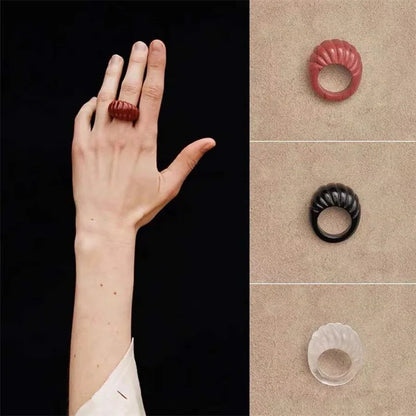 HANGZHI Irregular Wide Large Chunky Rings for Women Vintage Acrylic Resin Autumn Winter Geometric Stacking Wear Finger Jewelry