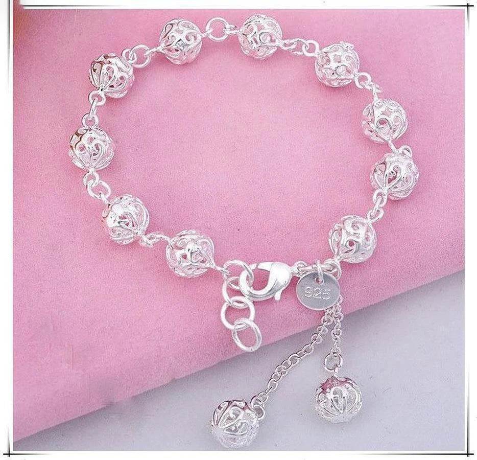 100% 925 Sterling silver Beautiful bracelets noble top pretty fashion Wedding Party cute lady nice Ball women bracelet jewelry