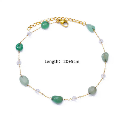 Anklets for Women Stainless Steel Stone Beaded Chain Anklet Summer Beach Accessories Boho Leg Bracelets Jewelry Tobilleras Mujer