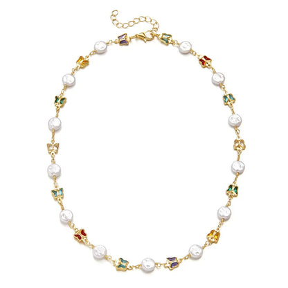Exquisite Boho Candy Color Heart Shaped Crystal Bracelet for Women Fashion Charm Zircon Butterfly Pearl Metal Chain Bracelets