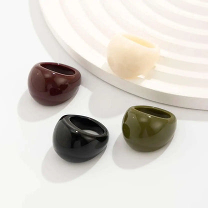 Ingemark Vintage Irregular Smooth Resin Plastic Rings for Women New Trend Boho Geometric Finger Rings Aesthetic Party Jewelry