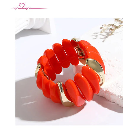 Wedding Wide Bracelet for Girls Charm Resin Bracelets Bangles For Women Luxury High Quality Fashion Jewelry Elastic Party Gifts