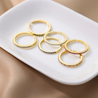 Mini Zircon Green Rings For Women Stainless Steel Gold Color Adjustable Finger Ring Engagement Wedding Christmas Jewelry Gift