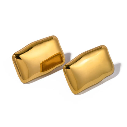 Uworld Fashion Trendy Stainless Steel Gold Color Textured Earrings Prevent Allergy 18K Gold PVD Plated Versatile Daily Jewelry
