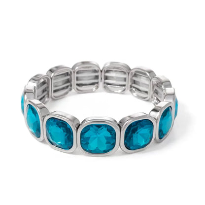 Boho Style Fashionable Light Luxury Square Beaded Inlaid Crystal Elastic Rope Bracelet Women's Jewelry
