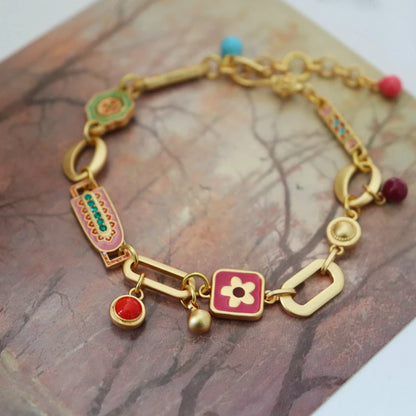 Modern Jewelry Elegant Temperament Multiple Colorful Enamle Chain Bracelets For Women Female Gifts Sweet Accessories Hot Sale