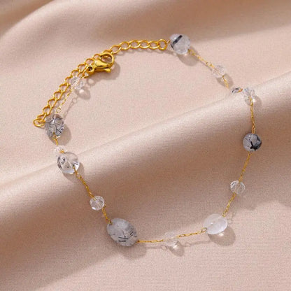 Anklets for Women Stainless Steel Stone Beaded Chain Anklet Summer Beach Accessories Boho Leg Bracelets Jewelry Tobilleras Mujer
