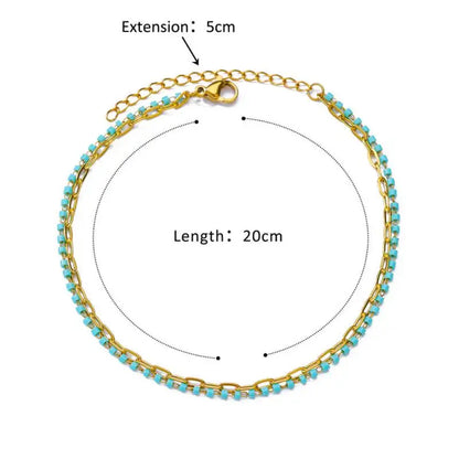 Anklets for Women Stainless Steel Stone Beaded Chain Anklet Summer Beach Accessories Boho Leg Bracelets Jewelry Tobilleras Mujer
