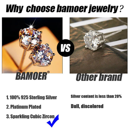 BAMOER 925 Sterling Silver Full pave CZ Simulated Diamond Stackable Ring, Women Gold Plated Engagement Wedding Eternity Bands