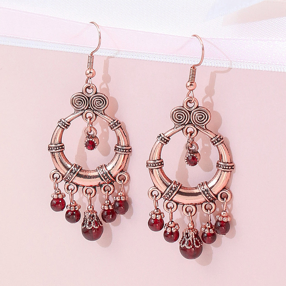 Boho Geometric Waterdrop Tassel Earrings for Women - Vintage Style Ear Jewelry