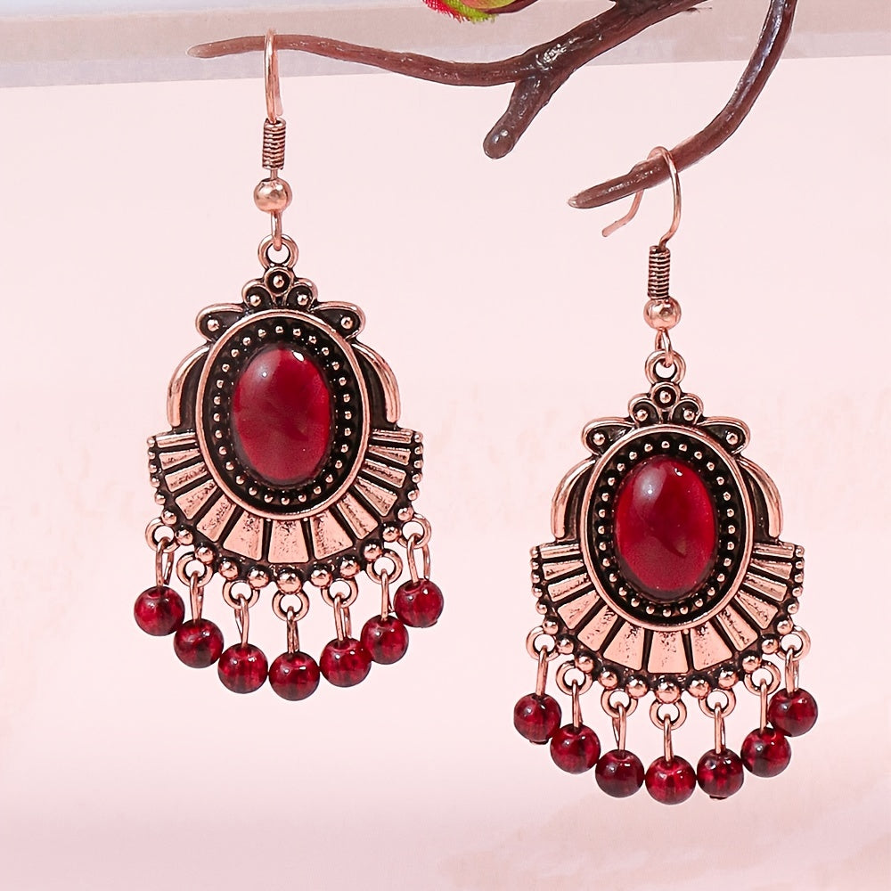 Boho Geometric Waterdrop Tassel Earrings for Women - Vintage Style Ear Jewelry