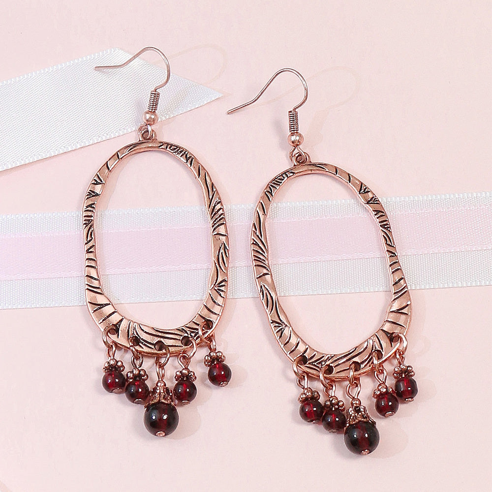 Boho Geometric Waterdrop Tassel Earrings for Women - Vintage Style Ear Jewelry