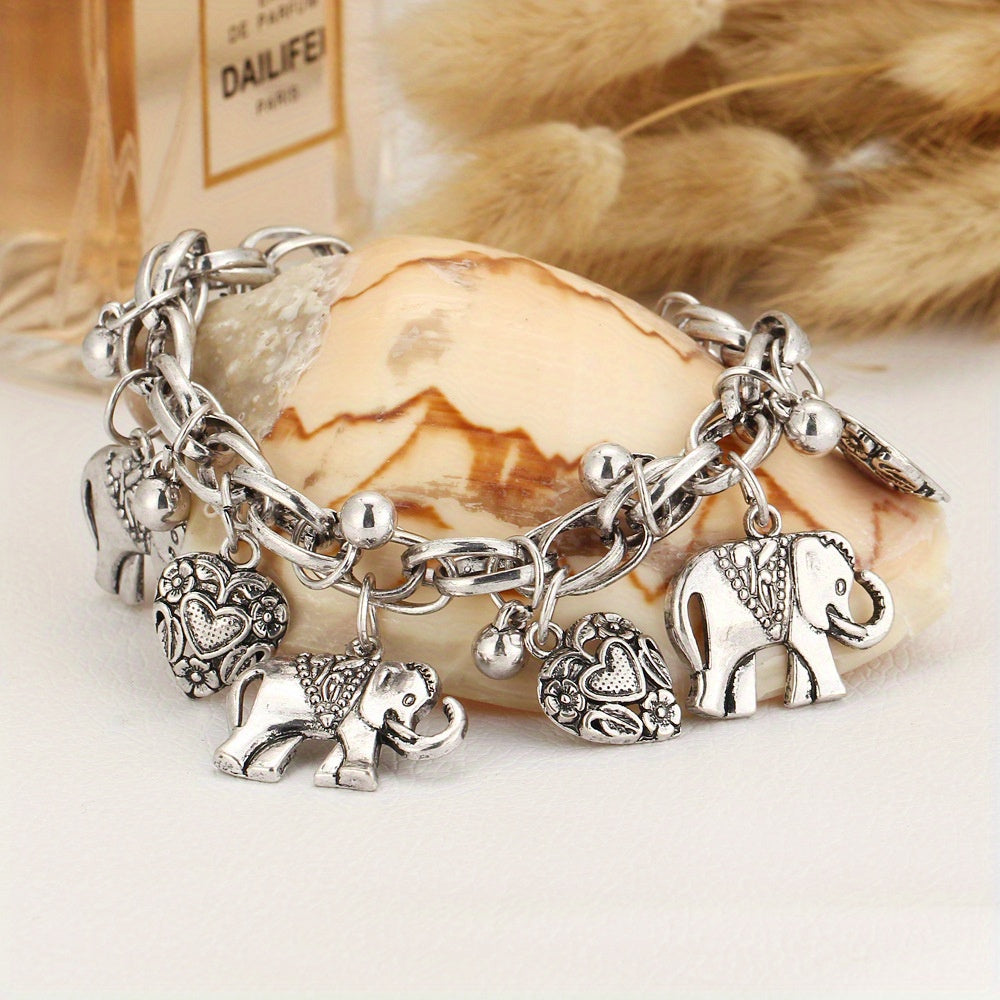 1pc Vintage Carved Elephant Love Heart Etc Shape Pendant Chain Anklet For Women Summer Foot Ankle Bracelet Beach Jewelry