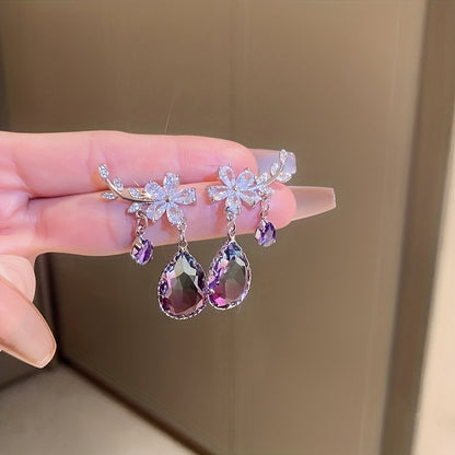 Flower & Teardrop Shape Drop Dangle Earrings Elegant Jewelry Gift For Women