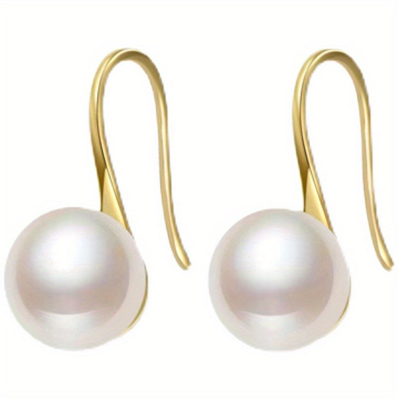 Elegant Faux Pearl Decor Hoop Earrings Elegant Japanese/ Korean Style Silver Plated Jewelry Banquet Party Ornaments