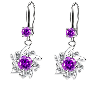 Elegant Waterdrop zirconia Blue Snowflake Earrings 18K Gold Plated Floral Ear Jewelry