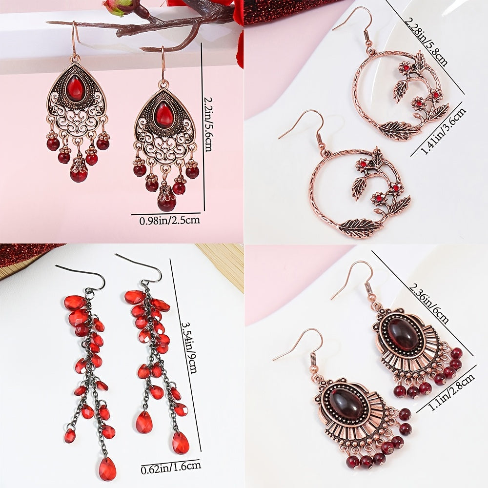 Boho Geometric Waterdrop Tassel Earrings for Women - Vintage Style Ear Jewelry