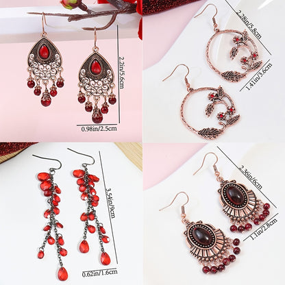 Boho Geometric Waterdrop Tassel Earrings for Women - Vintage Style Ear Jewelry