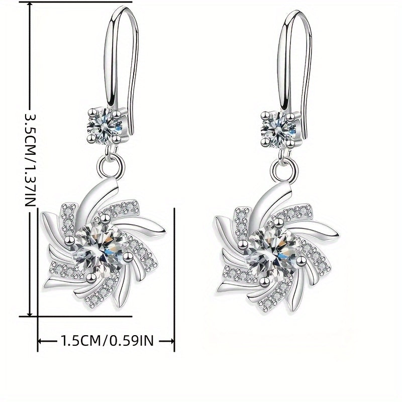 Elegant Waterdrop zirconia Blue Snowflake Earrings 18K Gold Plated Floral Ear Jewelry