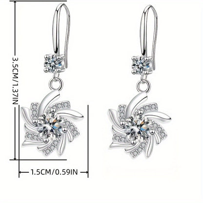 Elegant Waterdrop zirconia Blue Snowflake Earrings 18K Gold Plated Floral Ear Jewelry