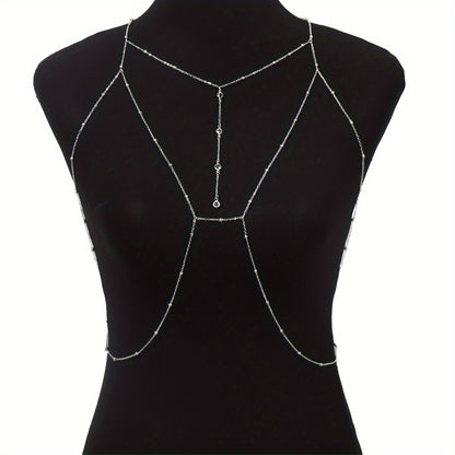 1 Fashionable Ultra-Shiny Women's Bra Chain Body Jewelry with Rhinestone Inlay, Suitable for Daily Wear, Parties, Nightclubs, Fashion Shows, and Fashion Photography