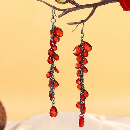 Boho Geometric Waterdrop Tassel Earrings for Women - Vintage Style Ear Jewelry