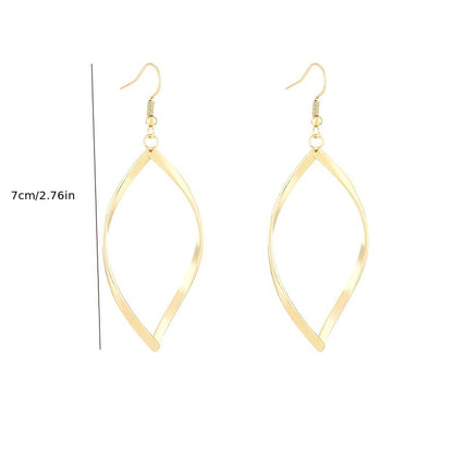Hollow Twisted Dangle Earrings Elegant Simple Style Alloy Plated Jewelry Exquisite Female Gift