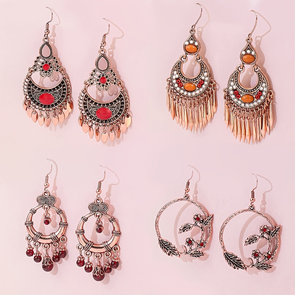 Boho Geometric Waterdrop Tassel Earrings for Women - Vintage Style Ear Jewelry