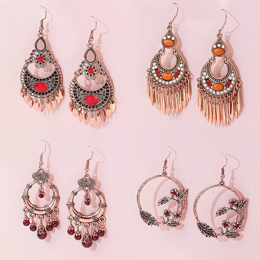 Boho Geometric Waterdrop Tassel Earrings for Women - Vintage Style Ear Jewelry