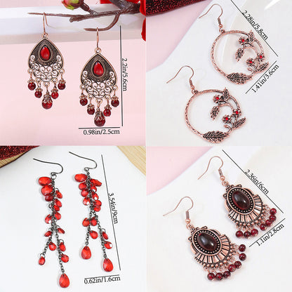 Boho Geometric Waterdrop Tassel Earrings for Women - Vintage Style Ear Jewelry