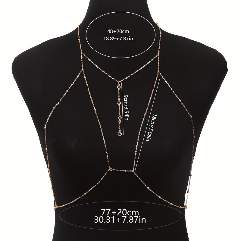 1 Fashionable Ultra-Shiny Women's Bra Chain Body Jewelry with Rhinestone Inlay, Suitable for Daily Wear, Parties, Nightclubs, Fashion Shows, and Fashion Photography