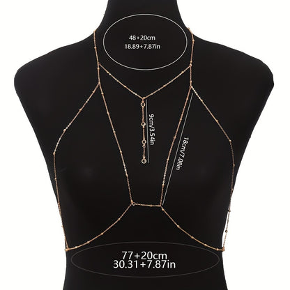 1 Fashionable Ultra-Shiny Women's Bra Chain Body Jewelry with Rhinestone Inlay, Suitable for Daily Wear, Parties, Nightclubs, Fashion Shows, and Fashion Photography