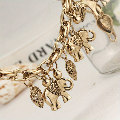 1pc Vintage Carved Elephant Love Heart Etc Shape Pendant Chain Anklet For Women Summer Foot Ankle Bracelet Beach Jewelry