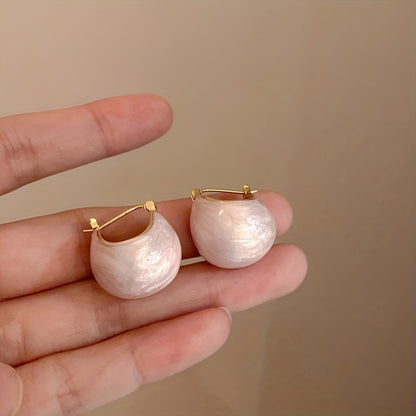 Chunky Enamel Hoop Earrings Simple Japanese / Korean Style Copper 18K Gold Plated Jewelry Trendy Female Gift