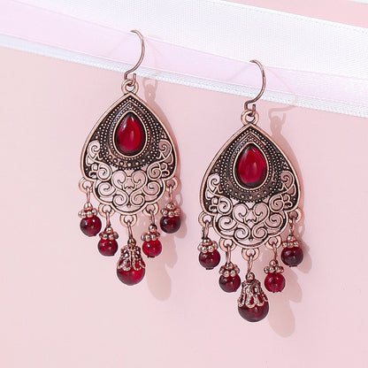 Boho Geometric Waterdrop Tassel Earrings for Women - Vintage Style Ear Jewelry