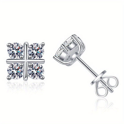 925 Sterling Silver Moissanite Stud Earrings Geometric Rhombus For Men Women Couple Jewelry  Holiday Birthday Anniversary Mother's Day Gift