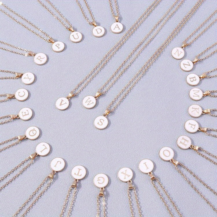 English Letters Decor Necklace Simple Pendant Necklace Alloy Necklace Jewelry Accessories For Women Gifts